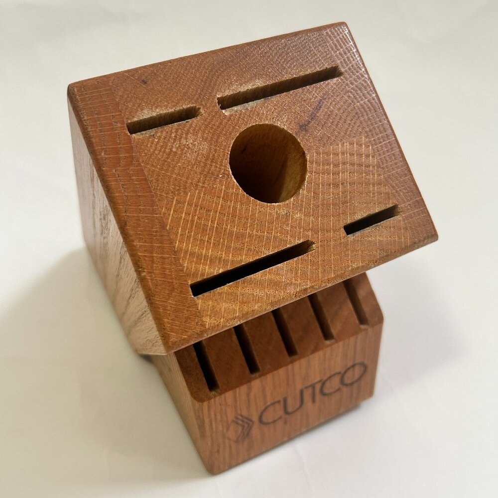 CUTCO Homemaker Honey Oak Knife Block 10 Slot Solid Wood Made in USA replacement